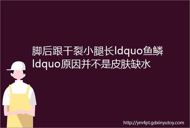 脚后跟干裂小腿长ldquo鱼鳞ldquo原因并不是皮肤缺水