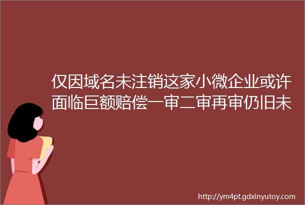 仅因域名未注销这家小微企业或许面临巨额赔偿一审二审再审仍旧未能看到希望helliphellip